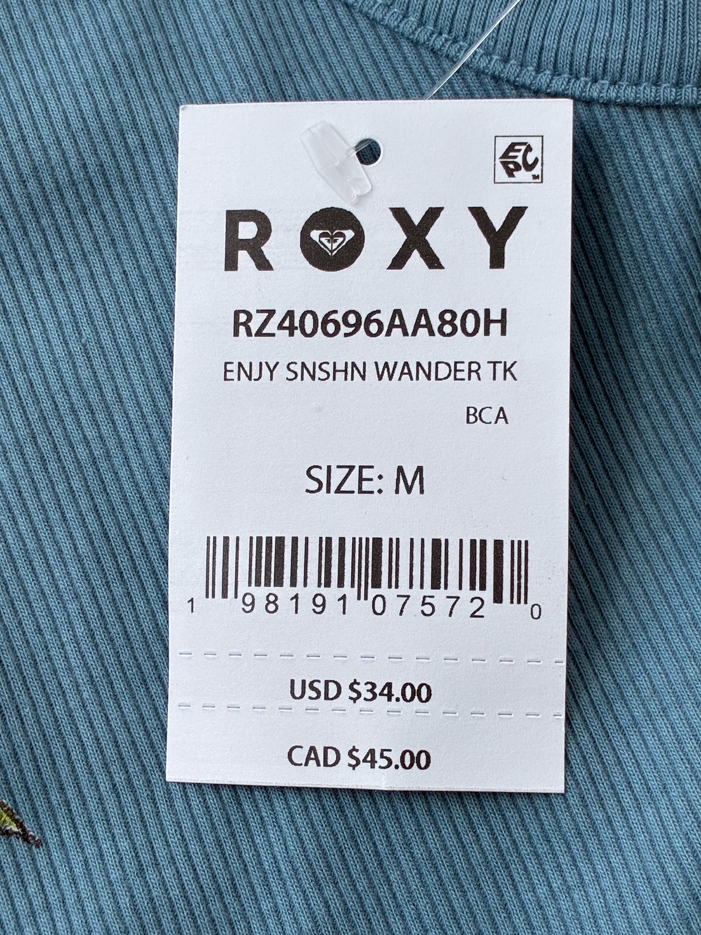Roxy Women's Enjoy Sunshine Sleeveless Wanderer Tank Top Captain Blue Medium NWT - Picture 7 of 7